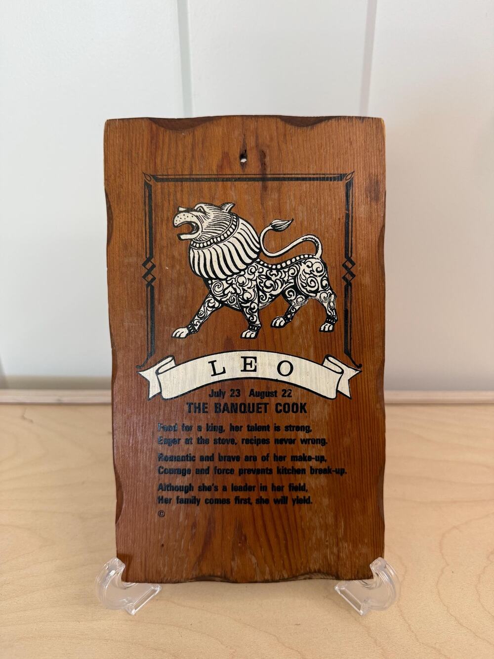 Vintage Zodiac Leo Plaque